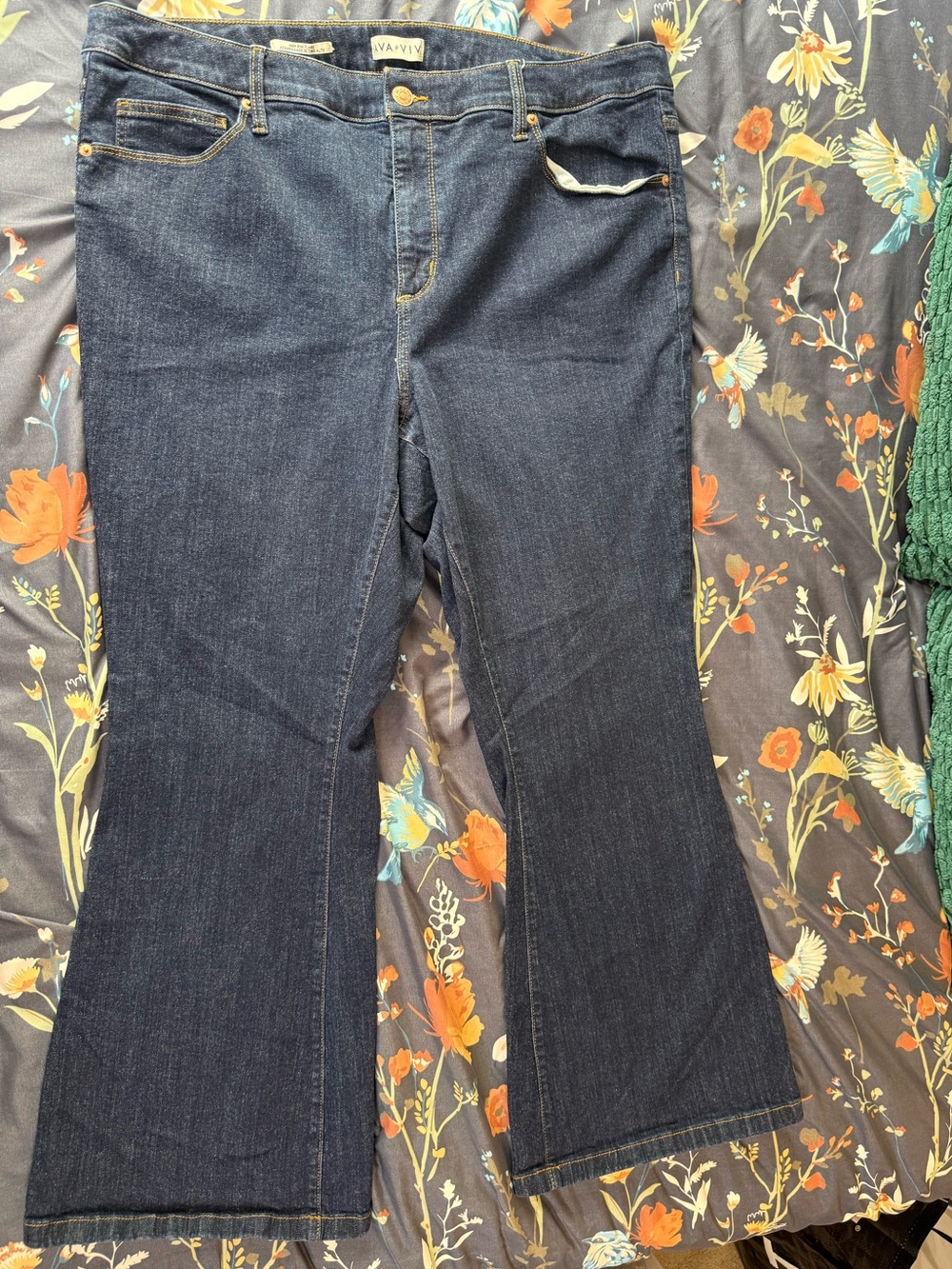 Ava & Viv High Rise Flare Dark Wash Denim Plus 20